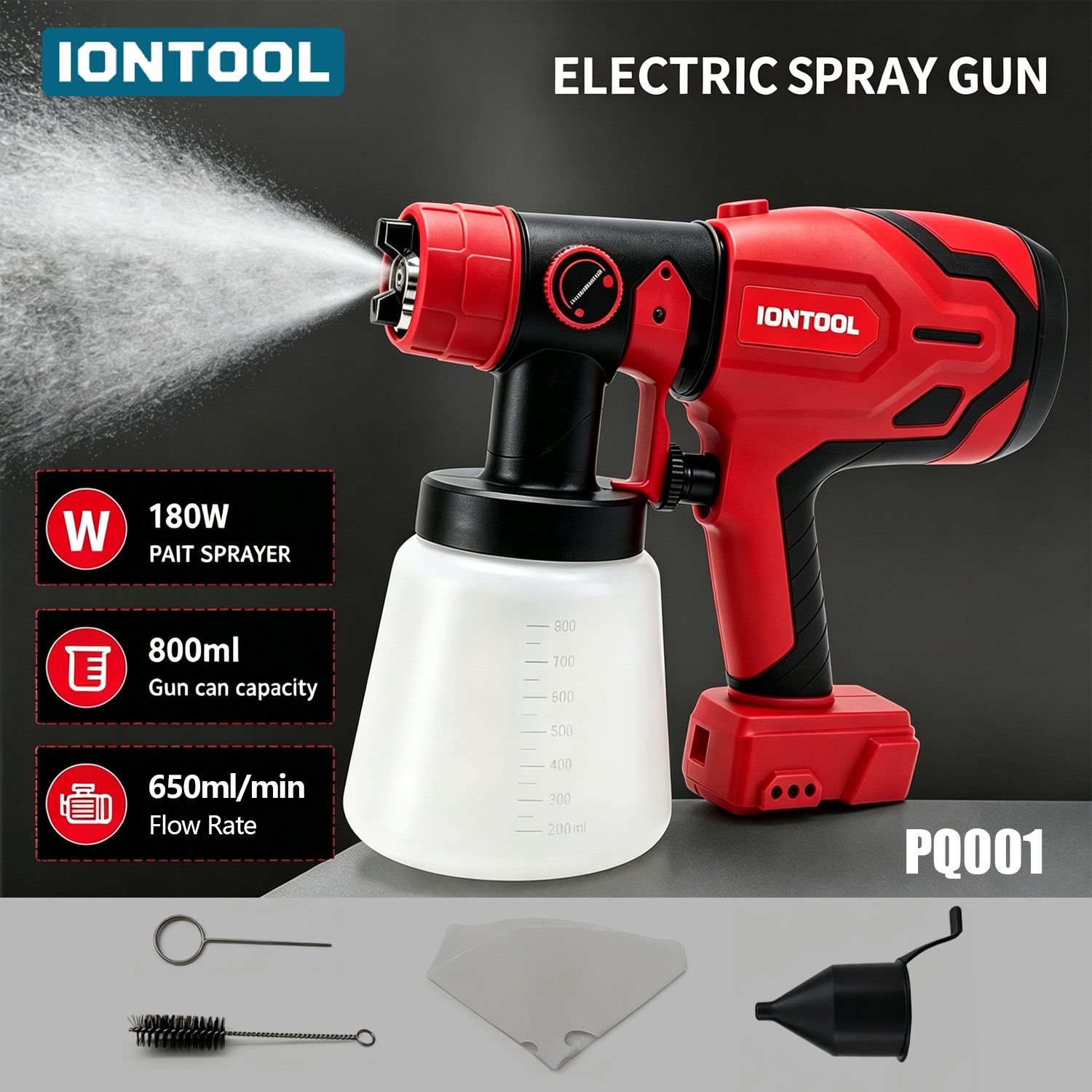 Workshop Electric Tools - IONTOOL 800ML 180W 650ml/min Spray Gun