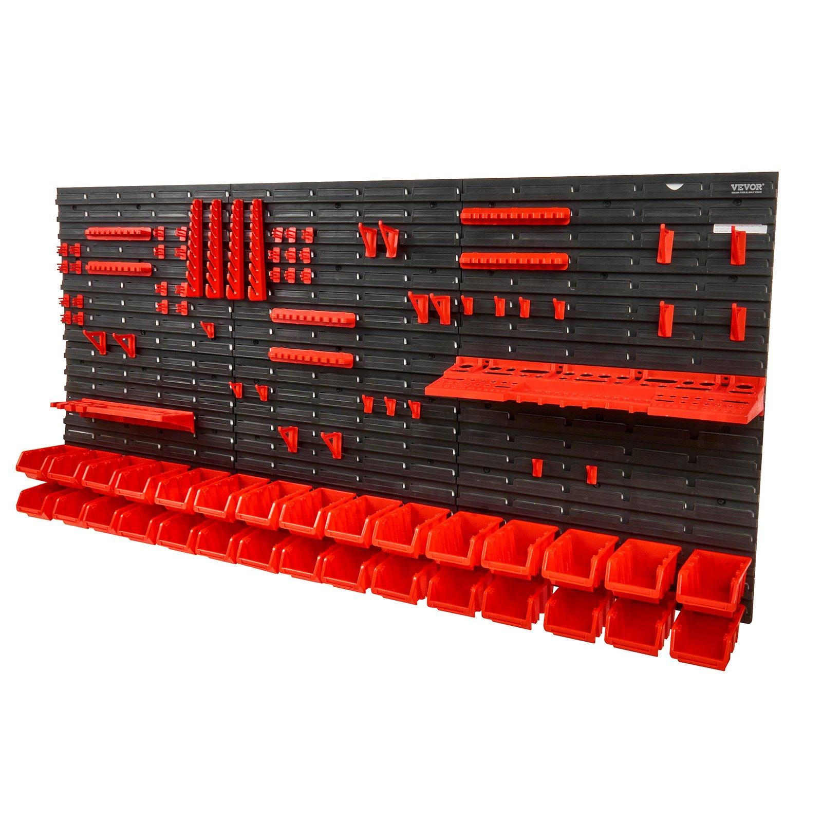 Workshop Tools Shelf - Wall Mounted 30-Bin Hardware Organizer Plastic
