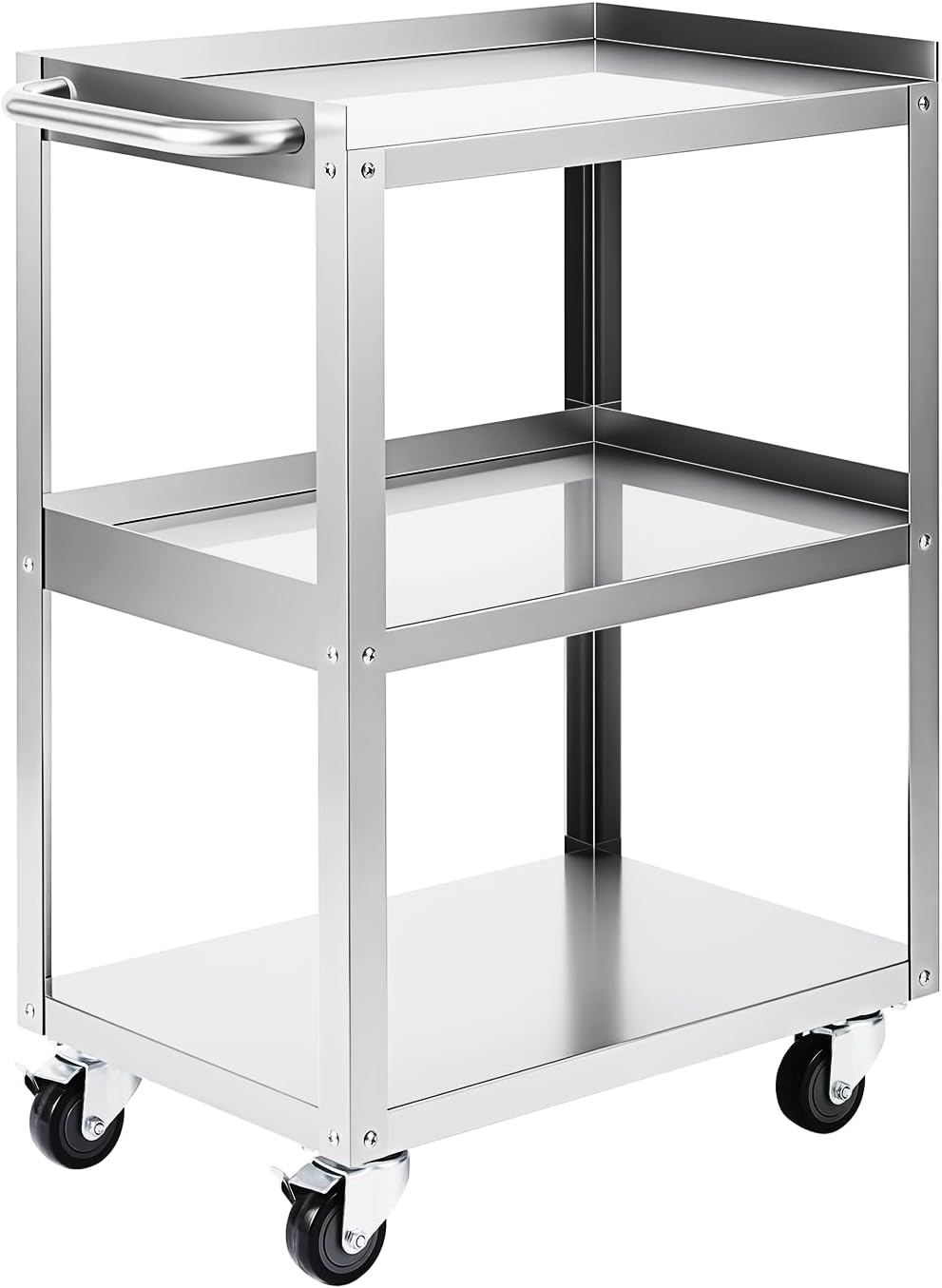 Workshop Tools Shelf - 3-Tier Stainless Steel Rolling Utility Cart