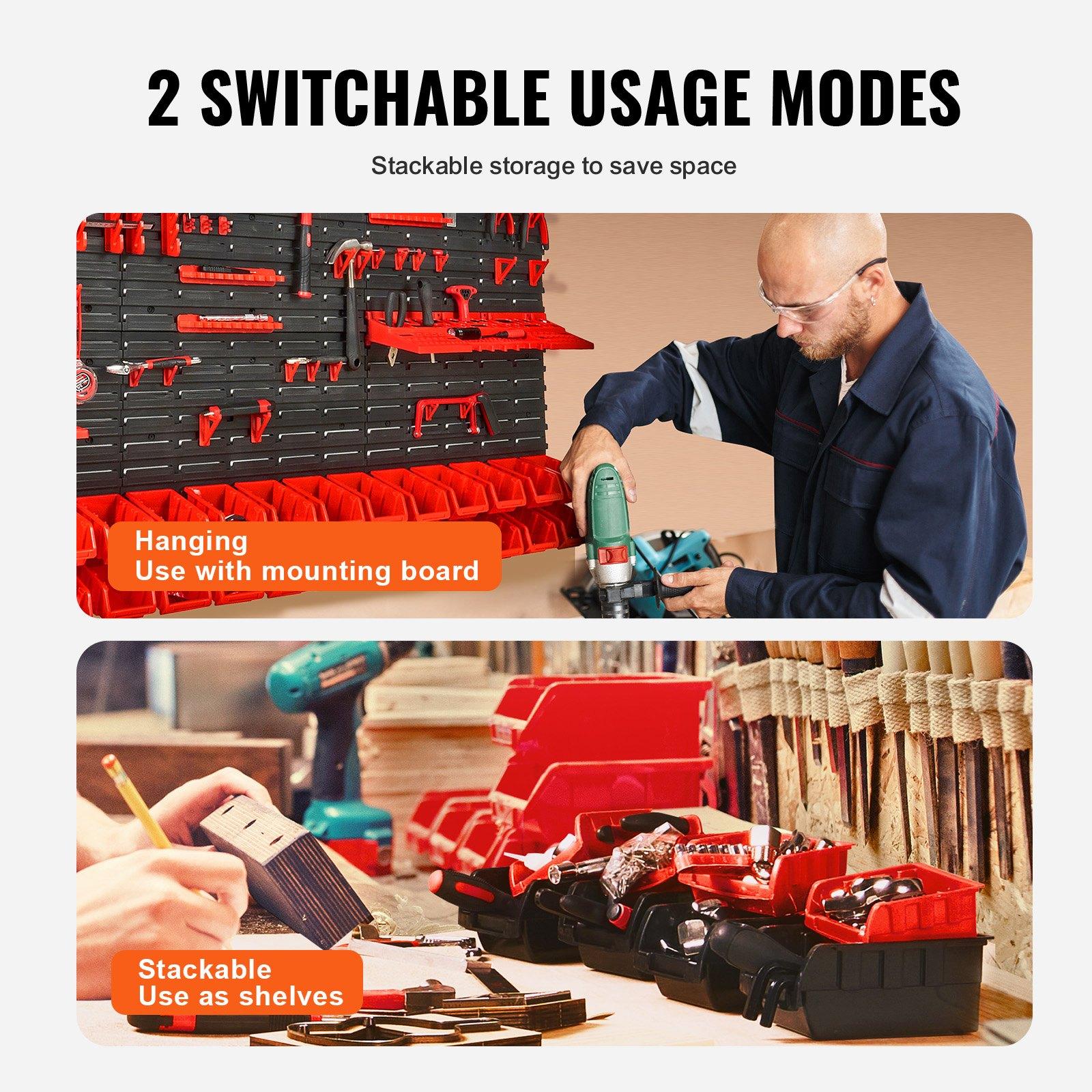 Wall Mounted 30-Bin Plastic Pa - Workshop Tools Shelf 评论和价格