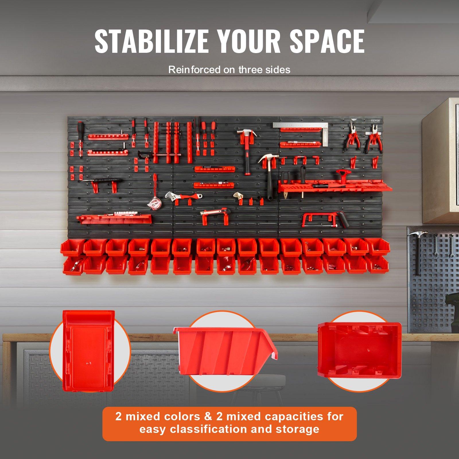 Wall Mounted 30-Bin Plastic Pa - Workshop Tools Shelf 评论和价格
