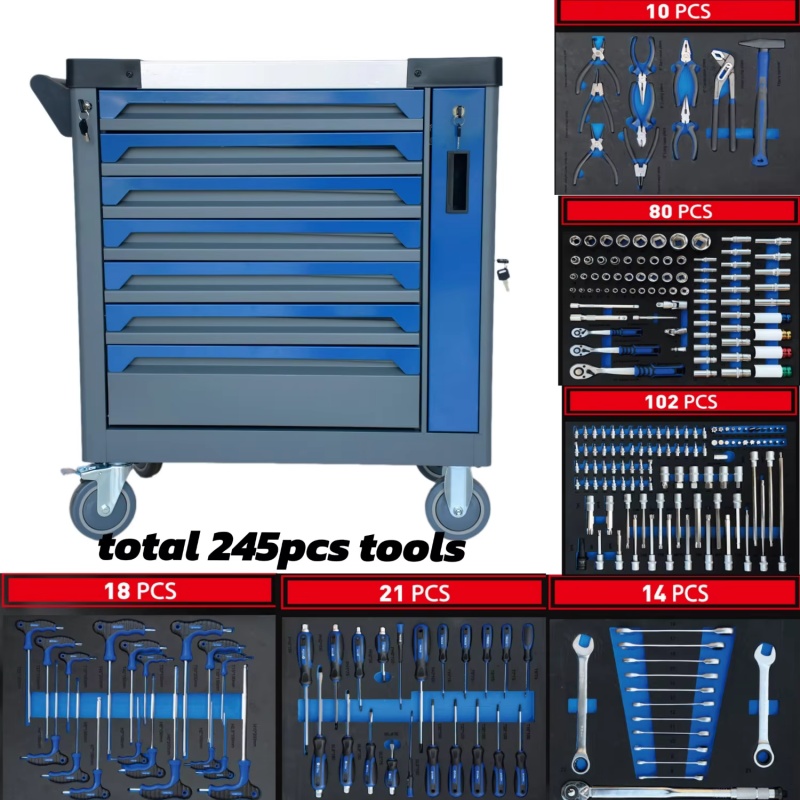 7-Drawer Lockable Rolling Stee - Workshop Tools Cabinet 评论和价格